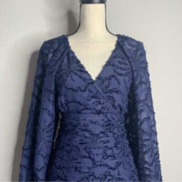 NWT Tanya Taylor Eva Navy Blue Puff Sleeve Mini Dress - Picture 7 of 13